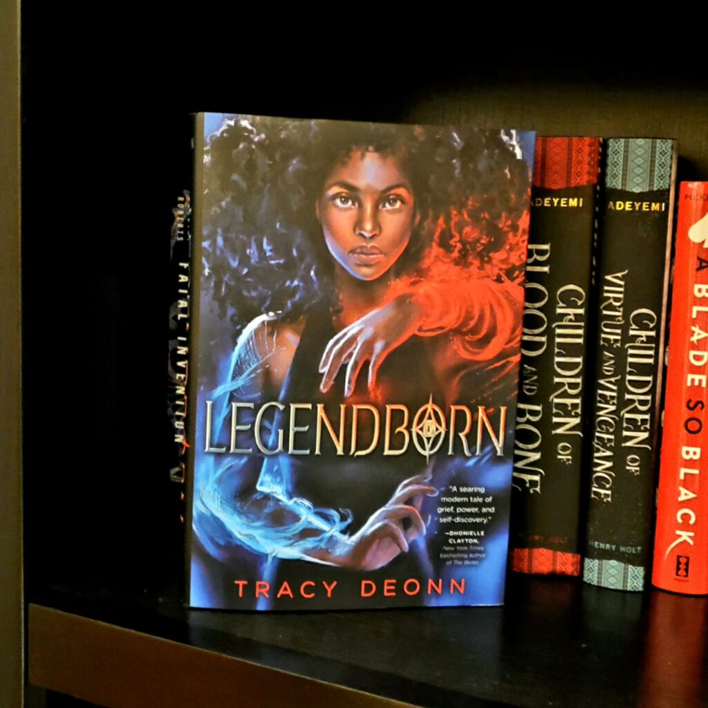 Copy of Legendborn on bookshelf